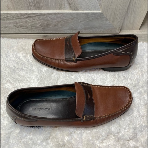 -Vintage H.S. Trask Classic Brown Tan Two Tone Leather Slip On Penny Loaf… - Picture 10 of 12